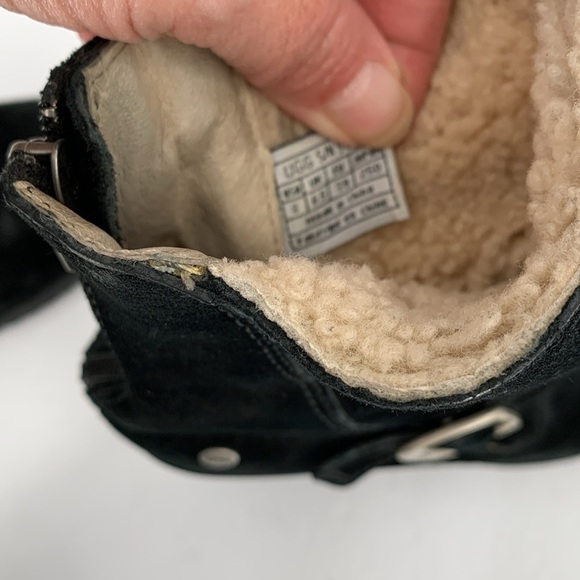 UGG Gissella black suede wedge ankle boots shoe shearling lined leather women 8 - Picture 7 of 7